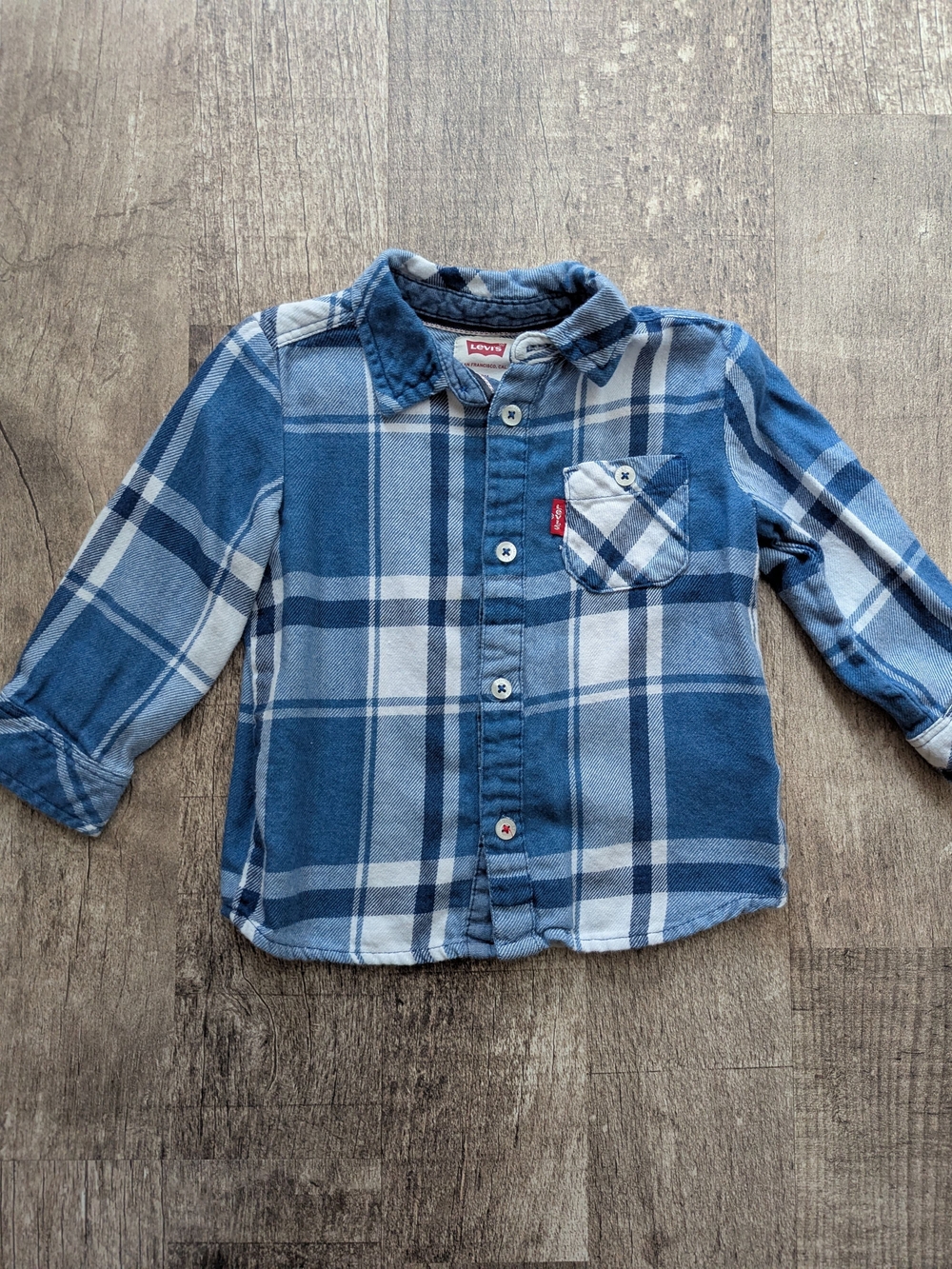 Levi's Blue and White Plaid Button-Down Shirt